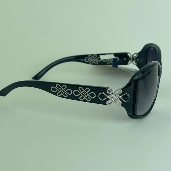SG00773 NorthCrest Sunglasses for Women Pretty Swirls Black, Silver Design - Picture 4 of 8